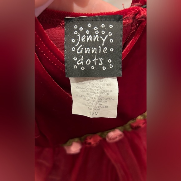 Christmas Dress 12 Months Red Flowers Petticoat - Picture 3 of 4